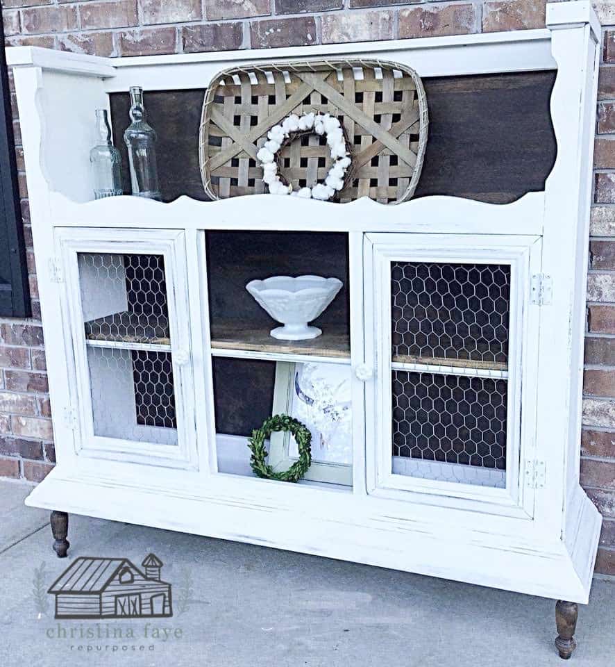 Repurposed Hutch Top Into Farmhouse Flipped Upside Down